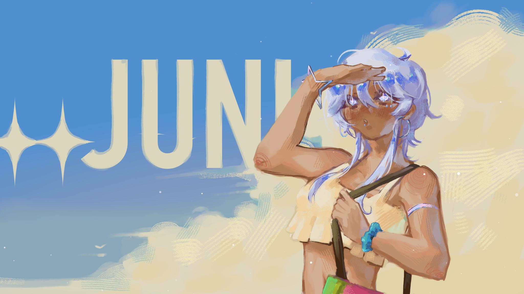 Discovery splash banner for juni 🍙 .anime .social .gaming Discord server