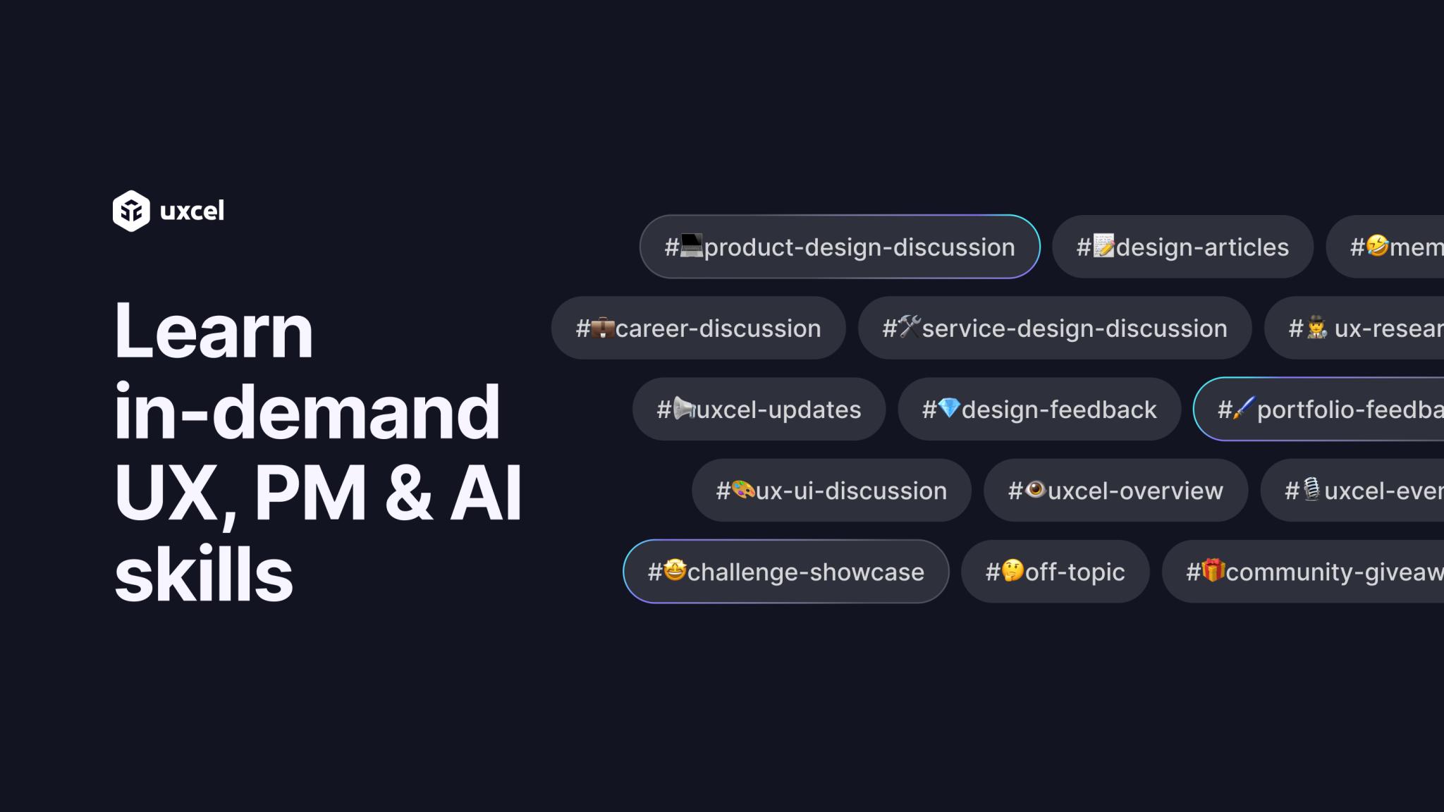 Discovery splash banner for Uxcel Community Discord server