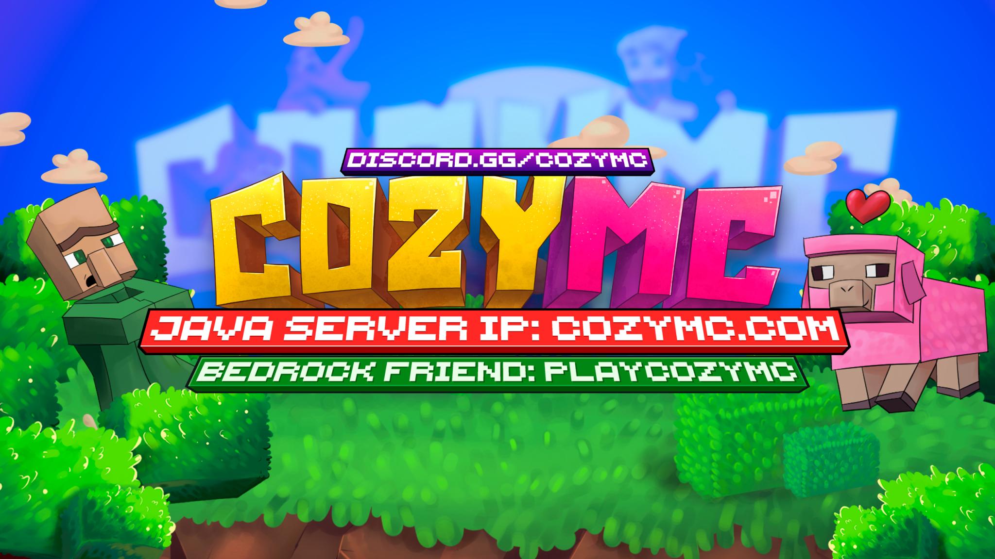 Discovery splash banner for 🏡 Cozy MC: A Minecraft Survival World Where Community Comes First Discord server