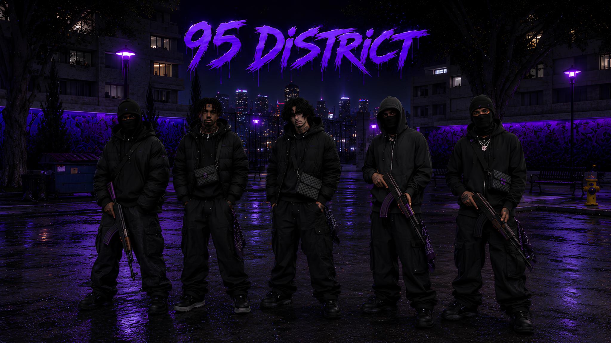 Discovery splash banner for 95 DISTRICT Discord server