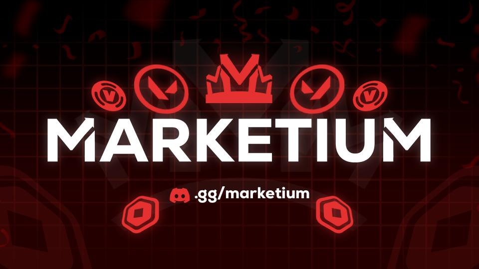 Discovery splash banner for Marketium™ | Cheap Robux, Cheap V-Bucks, Cheap Valorant Points, Cheap R6 Credits Discord server